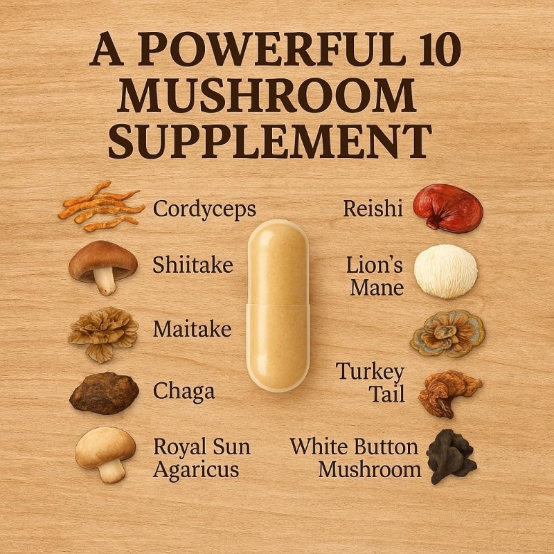 Suplement grzybowy 10 w 1, zaw – Lion Mane Mushroom recenzja i cena