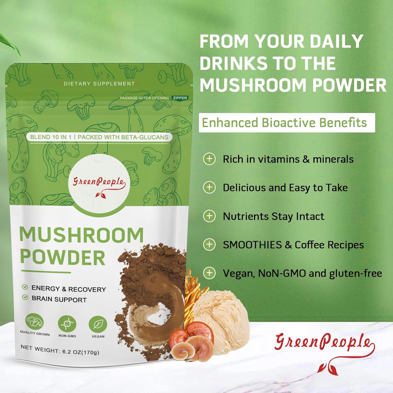 GREENPEOPLE 10-w-1 Suplement d – Lion Mane Mushroom recenzja i cena