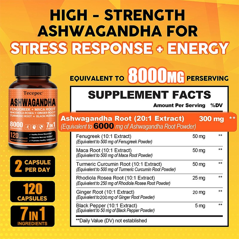 Ashwagandha 8000 mg – kompleks – Ashwagandha Extract Root recenzja i cena